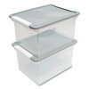 Storex Tote with Locking Handles, Legal/Letter, 13.9 in. x 18.3 in. x 10.6 in., Clear/Silver, 4PK 61530U04C